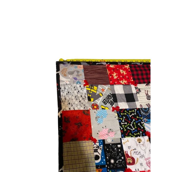 Handcrafted Patchwork Quilt Blanket 39"x45" Multicolor Cotton Fabric & Polycotto - Picture 6 of 7